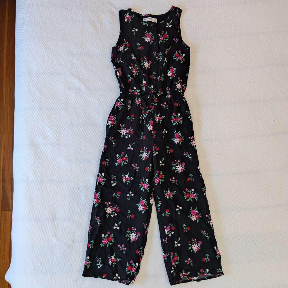 Abercrombie Kids Black Floral Jumpsuit